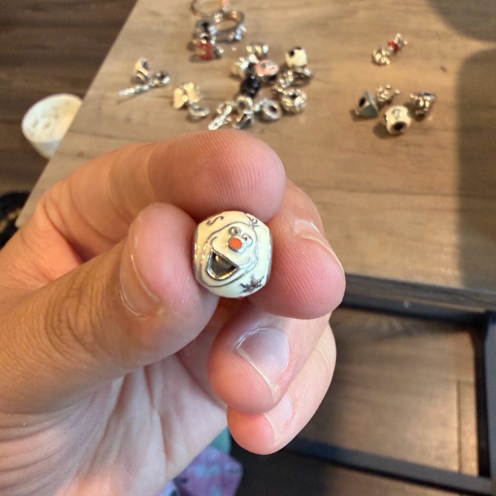 White Olaf Face Charm Bead